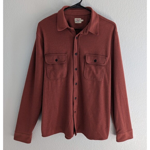 Faherty Legend Sweater Shirt Men's Size Large Rust Red Twill Flannel Button Up - Picture 1 of 7